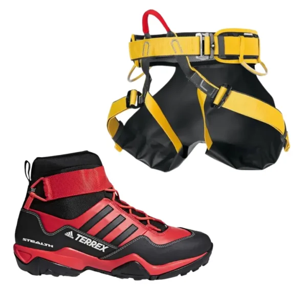 Arnés + Botas Barranquismo pack oferta material de barrancos arnes y botas barranquismo
