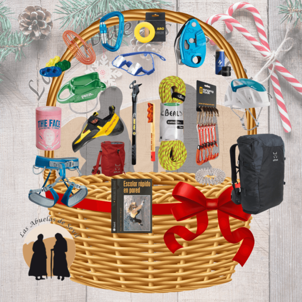 Cesta de Navidad Las Abuelas de Sevil cesta de material de montaña y escalada deportiva