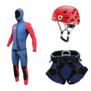 Pack Azul Rojo Barranquismo oferta barrancos arnés neopreno casco