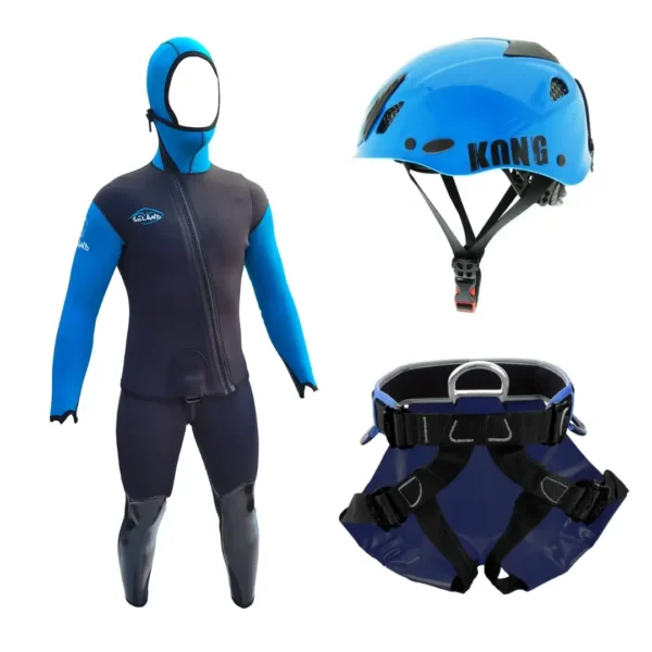 Pack Azul Barranquismo oferta material de barrancos neopreno casco arnes